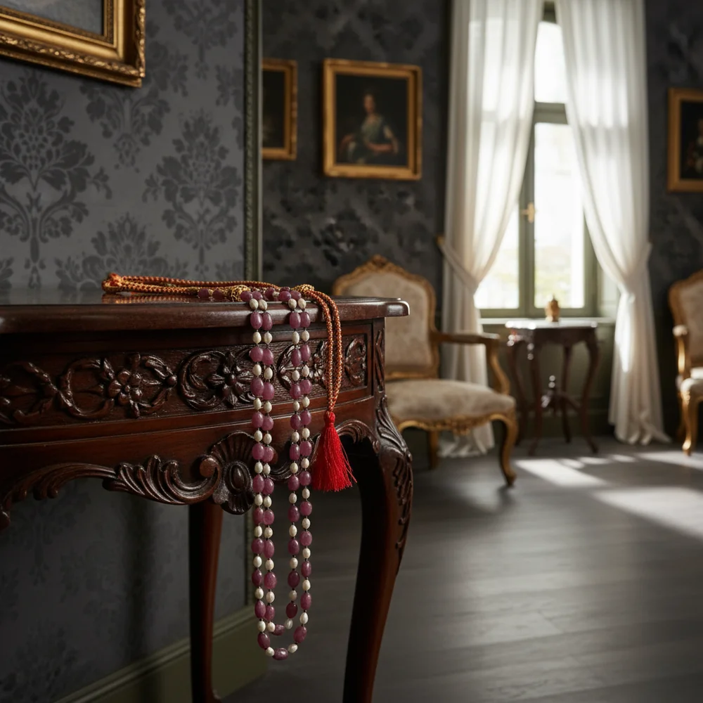 Ruby, Pyrite & Pearl Royale Necklace image 5
